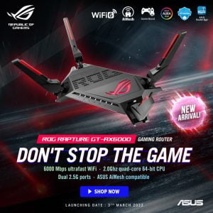 Asus ROG Rapture GT-AX6000 Dual Band WiFi 6 2.5 Ports 2.0 GHz Quad Core CPU AiProtection Pro Gaming Router