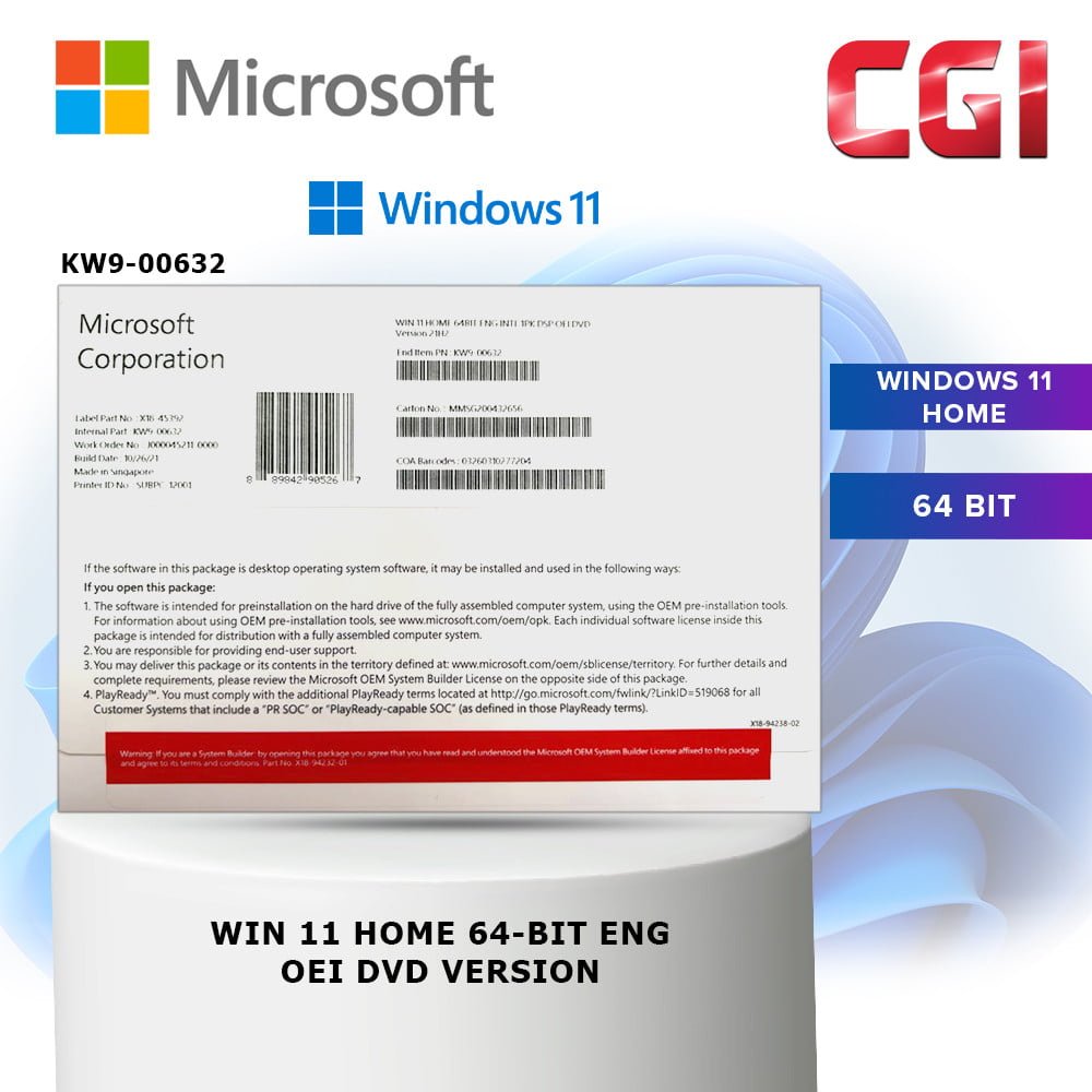 Microsoft Windows 11 Home English 64-bit - DVD Version (KW9-00632)