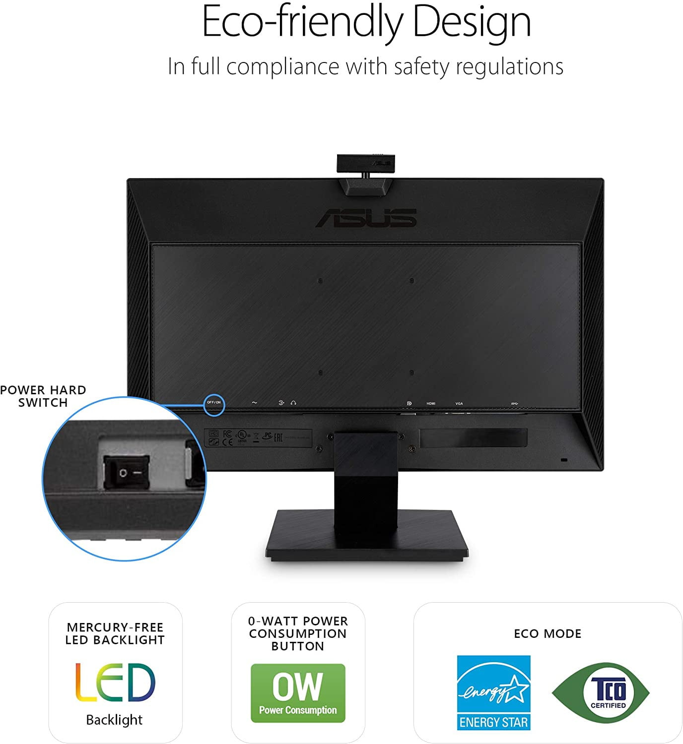Asus 23.8" BE24EQK FHD IPS 60Hz 2MP Buildin Camera Microphone Array Build In Speaker Video Conferencing Monitor