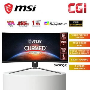 MSI 34" MPG Artymis 343CQR VA UWQHD 165Hz 1ms HDR400+10bits Smart Curved Gaming Monitor