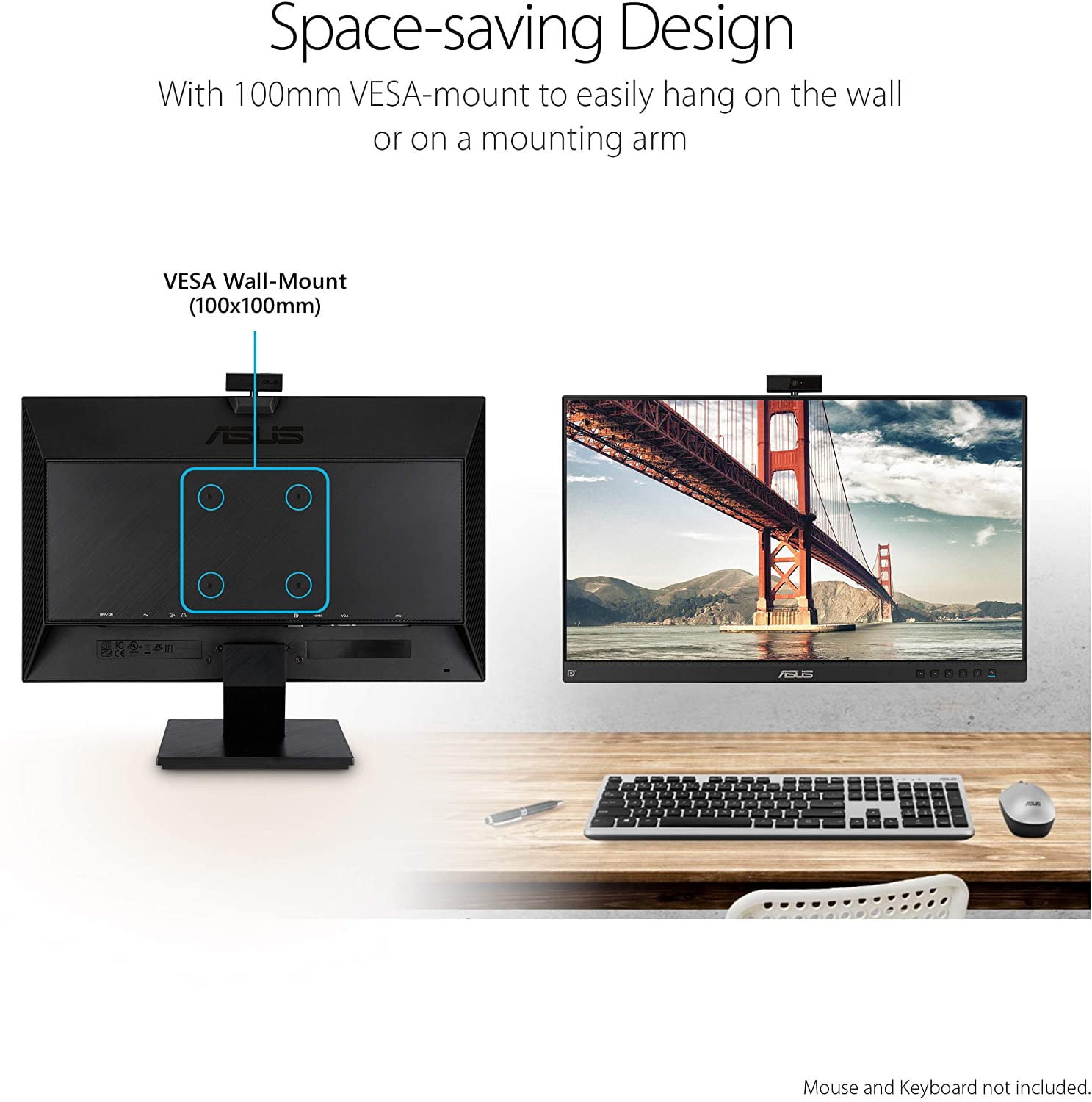 Asus 23.8" BE24EQK FHD IPS 60Hz 2MP Buildin Camera Microphone Array Build In Speaker Video Conferencing Monitor