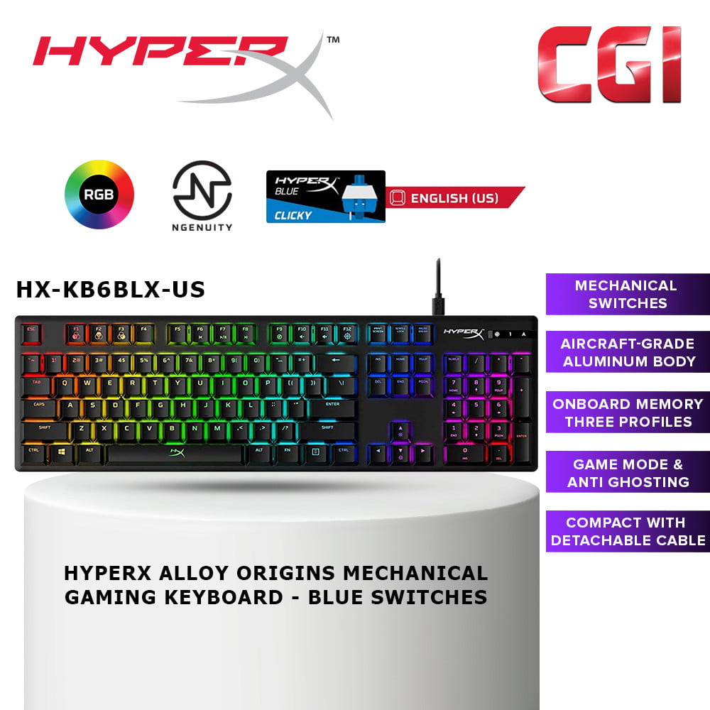 HyperX Alloy Origins Mechanical Gaming Keyboard - Blue Key (HX-KB6BLX-US)