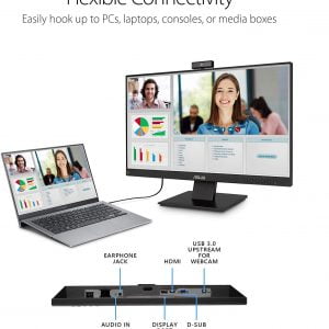 Asus 23.8" BE24EQK FHD IPS 60Hz 2MP Buildin Camera Microphone Array Build In Speaker Video Conferencing Monitor