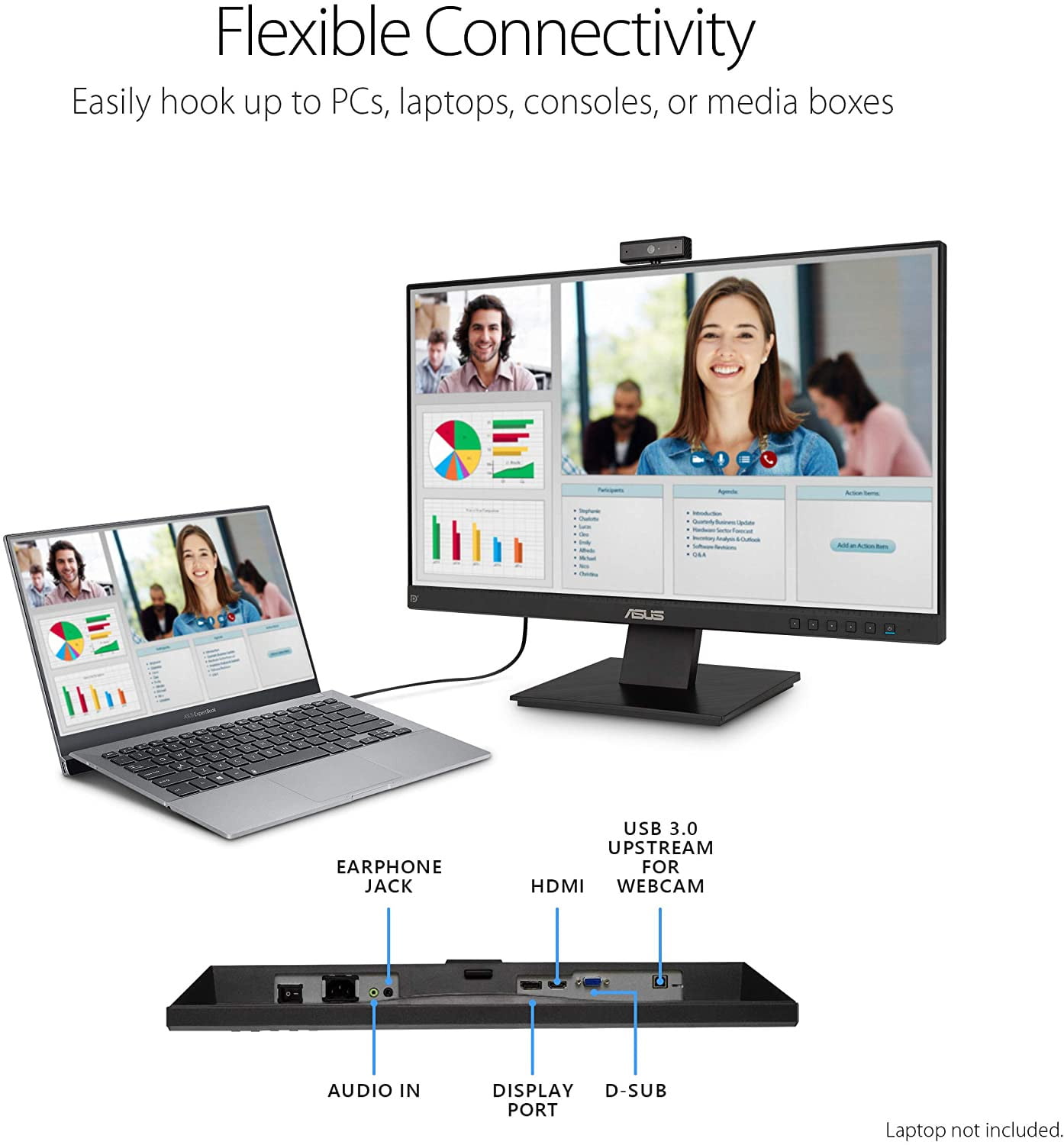 Asus 23.8" BE24EQK FHD IPS 60Hz 2MP Buildin Camera Microphone Array Build In Speaker Video Conferencing Monitor