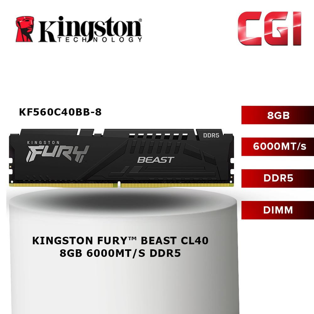 Kingston FURY Beast 8GB DDR5-6000 CL40 288-Pin DIMM -  KF560C40BB-8