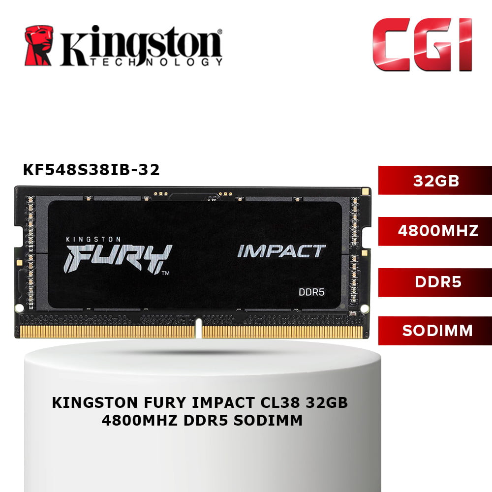 Kingston FURY Impact 32GB DDR5-4800 CL38 262-Pin SODIMM - KF548S38IB-32