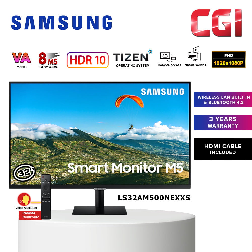 Samsung 32" LS32AM500NEXXS 8ms 60Hz FHD VA Smart Monitor with Built in Speaker
