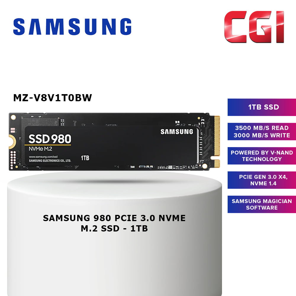 Samsung 1TB SSD 980 PCIe 3.0 NVMe M.2 SSD - MZ-V8V1T0BW