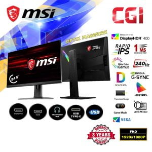 MSI Optix 24.5 " MAG251RX 240Hz 1ms FHD G-Sync IPS Esports Gaming Monitor