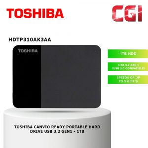 Toshiba 1TB Canvio Ready USB 3.2 Gen 1 Portable External Hard Drive - HDTP310AK3AA