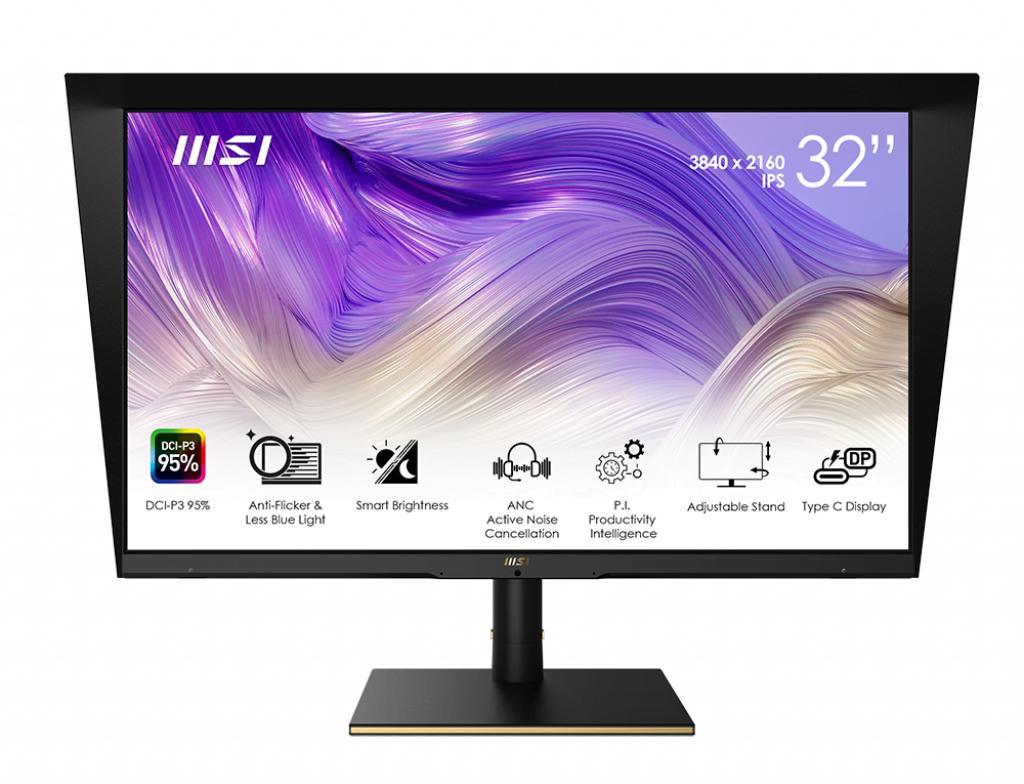 MSI 32" Summit MS321UP UHD IPS 60Hz 4ms 400nits DisplayHDR600 PIP PBP ANC USB C Business & Productivity Monitor