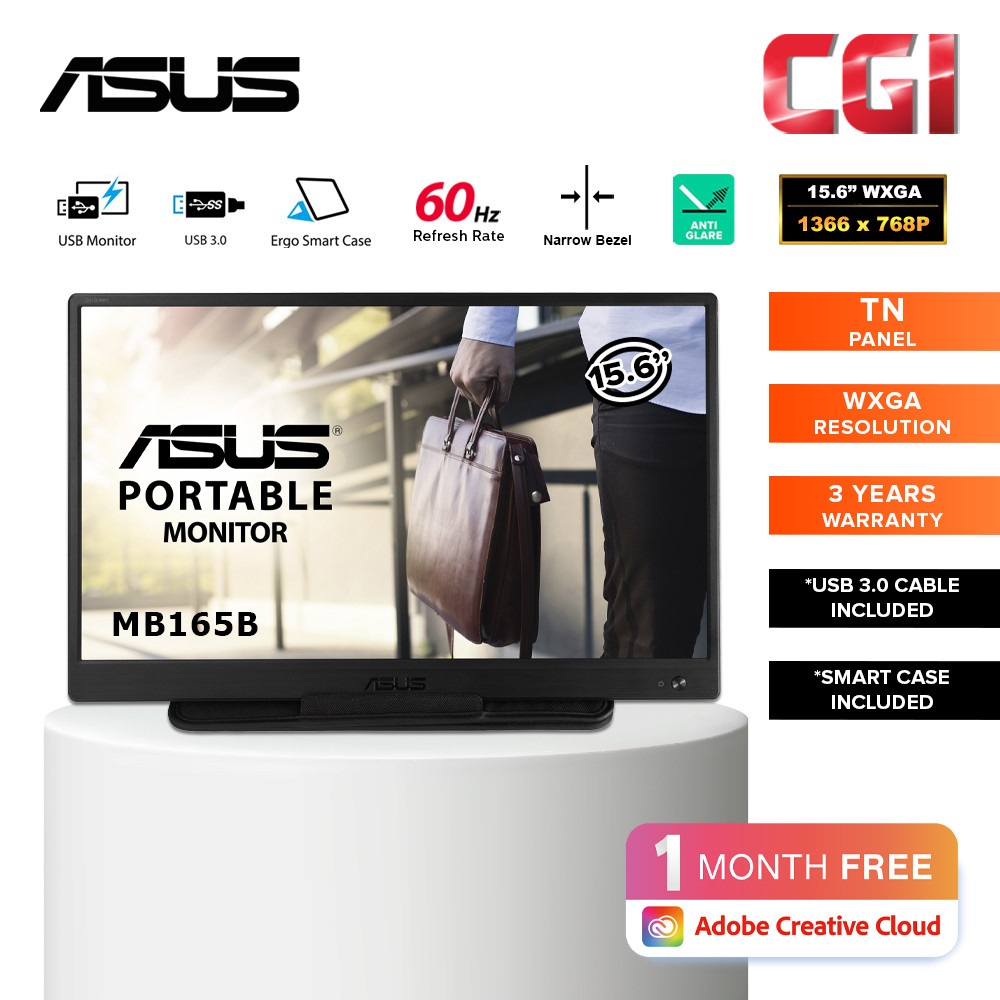 Asus Zenscreen 15.6" MB165B WXGA TN 60Hz USB 3.0 Narrow Bezel Portable Monitor