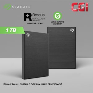 Seagate 1TB One Touch Portable W Rescue External Hard Drive - Black (STKY1000400)