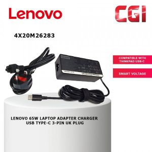47539bf13bde7ba8ee52237b121387f0.jpeg Lenovo 65W Laptop Adapter Charger USB Type-C 3-PIN UK PLUG (4X20M26283)