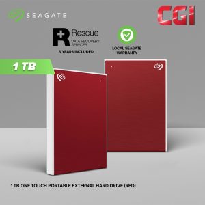 Seagate 1TB One Touch Portable W Rescue External Hard Drive - Red (STKY1000403)