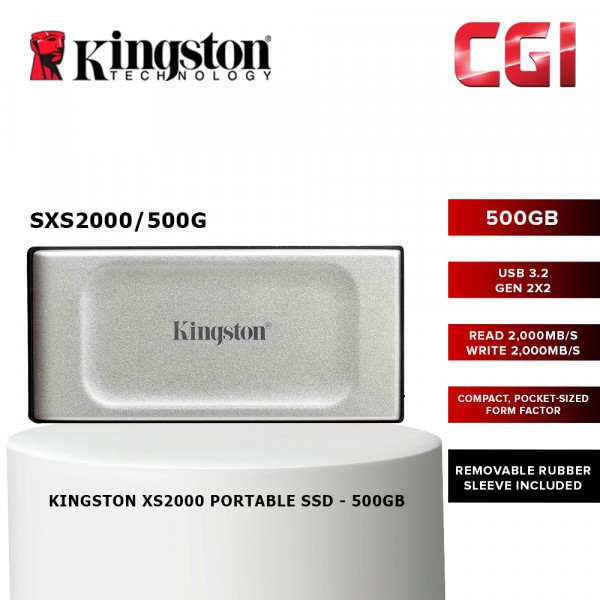 Kingston XS2000 USB 3.2 Gen 2 Pocket Sized Portable External SSD (SXS2000/500G)