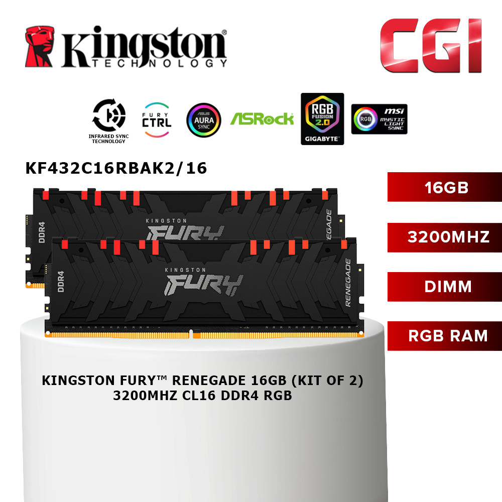 Kingston FURY 16GB 3200MHz DDR4 CL16 288-Pin DIMM (KF432C16RBAK2/16)