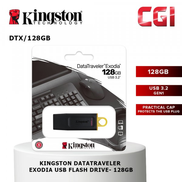 Kingston DataTraveler Exodia USB 3.2 Gen 1 Flash Drive - 128GB (DTX/128GB)