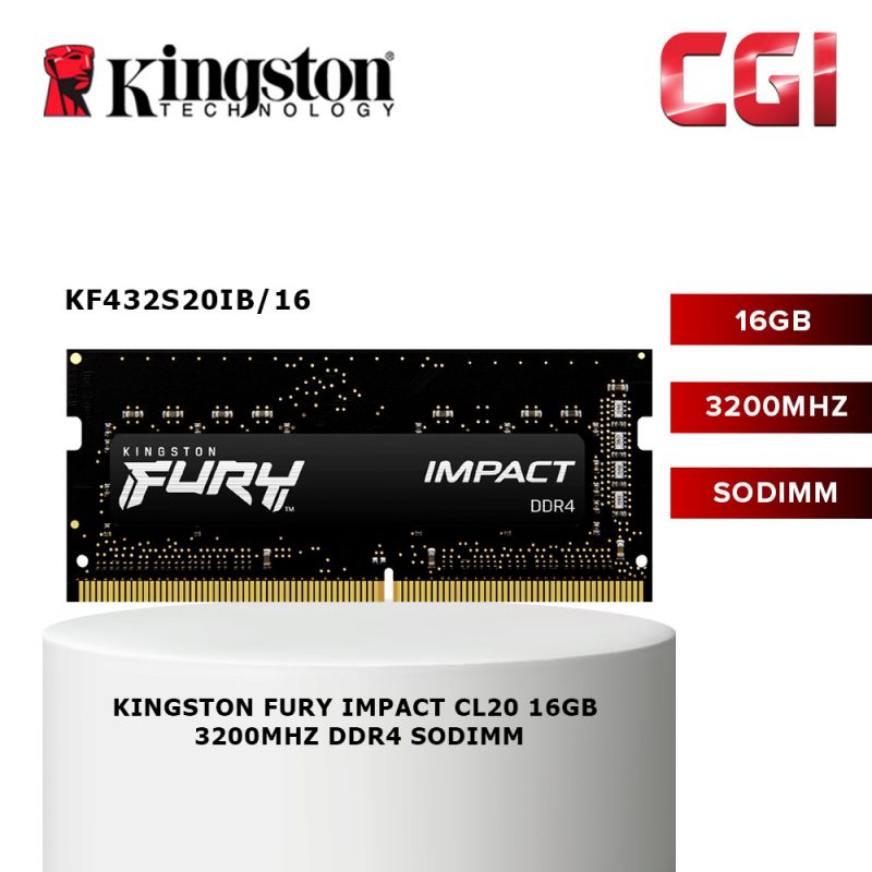 Kingston FURY Impact 16GB 3200MHz CL20 260Pin DDR4 SODIMM (KF432S20IB/16)