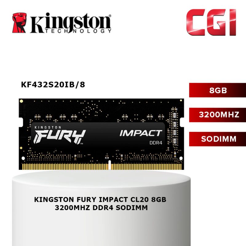 Kingston FURY Impact 8GB 3200MHz DDR4 CL20 260-Pin SODIMM (KF432S20IB/8)
