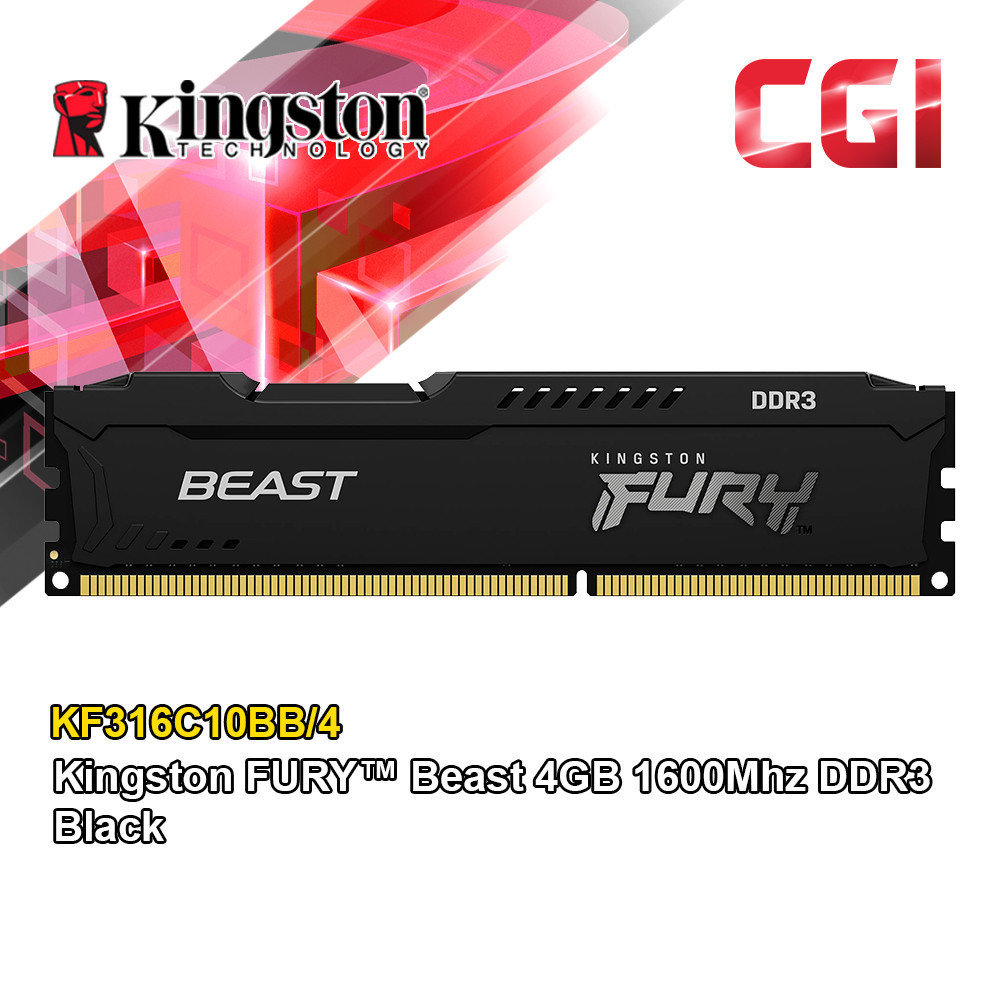 Kingston Beast FURY 4GB 1600MHz DDR3 DIMM - Black (KF316C10BB/4)