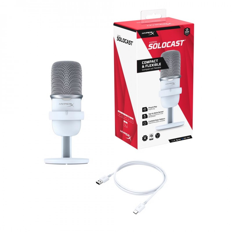 HyperX SoloCast in White USB Gaming Microphone For PC, PS4, MAC - 519T2AA