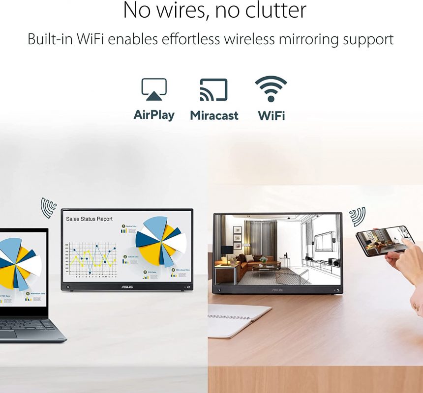 Asus 15.6" Zenscreen Go MB16AWP FHD Speaker Build-in-G-Sensor Wireless Portable Monitor