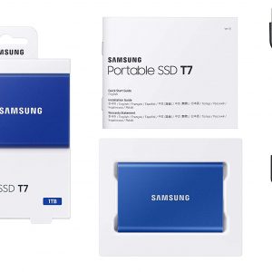 Samsung T7 1TB 1,050MB/s USB 3.2 Type-C Portable SSD (Blue) - MU-PC1T0H/WW