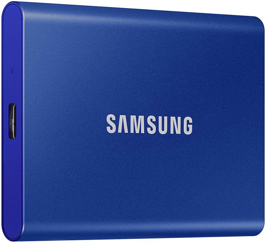 Samsung T7 1TB 1,050MB/s USB 3.2 Type-C Portable SSD (Blue) - MU-PC1T0H/WW