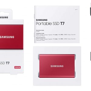 Samsung T7 1TB 1,050MB/s USB 3.2 Type-C Portable SSD (Red) - MU-PC1T0R/WW