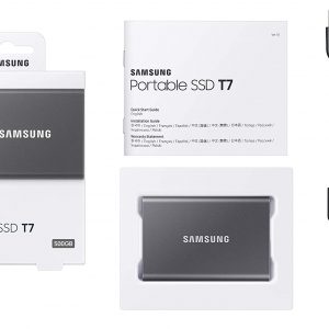 Samsung T7 1TB 1,050MB/s USB 3.2 Type-C Portable SSD (Grey) - MU-PC1T0T/WW
