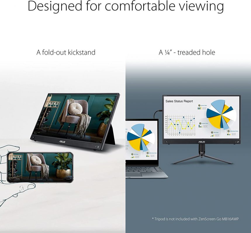 Asus 15.6" Zenscreen Go MB16AWP FHD Speaker Build-in-G-Sensor Wireless Portable Monitor