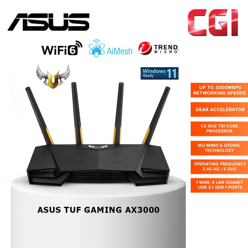 Asus TUF-AX3000 Dual Band WiFi AiProtection Pro OFDMA MU-MIMO Gaming Router