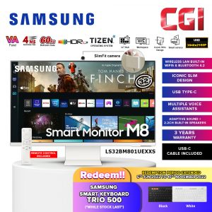 Samsung 32" LS32BM801UEXXS 4K 60Hz 4ms UHD HDR10+ Slim Fit Camera IoT Hub Airplay Type C Ultrawide M8 Smart Monitor