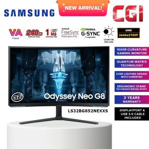 Samsung 32" Odyssey Neo G8 LS32BG852NEXXS 4K UHD 240Hz 1ms Freesync Premium Gsync Ultrawide Curve Gaming Monitor