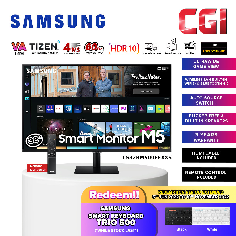 Samsung 32" M5 LS32BM500EEXXS FHD VA 60Hz 4ms HDR10 Smart Monitor