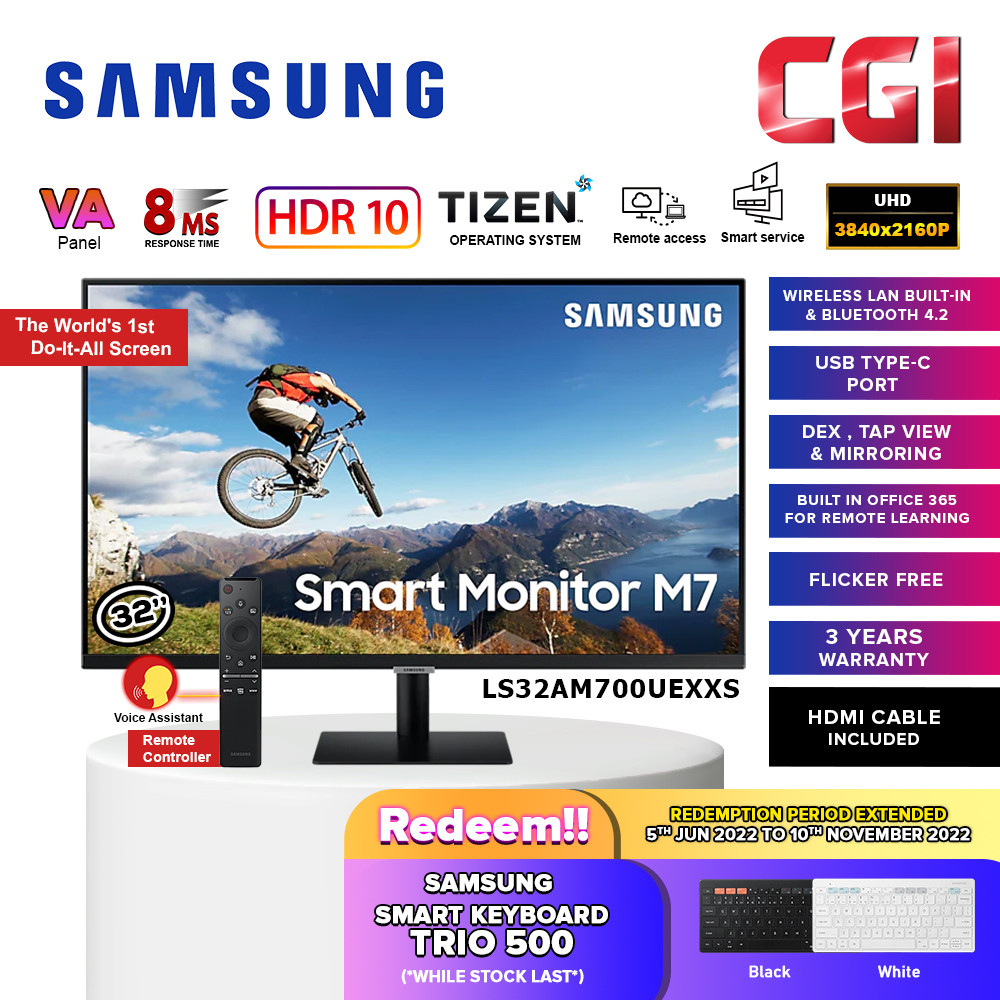 Samsung 32" LS32AM700UEXXS 8ms 60Hz VA Type-C Smart Monitor with Built in Speaker
