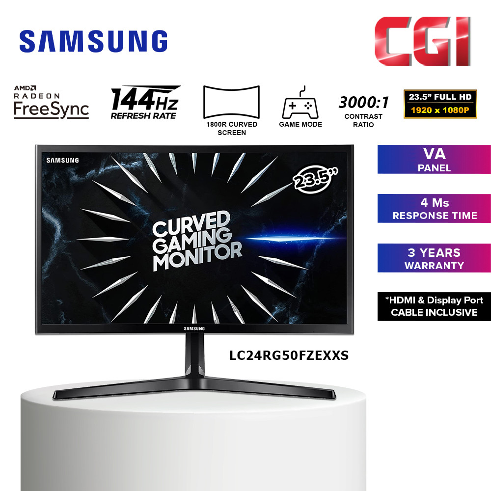Samsung 23.5" LC24RG50FZEXXS VA FHD 144Hz 4ms AMD FreeSync Curved Gaming Monitor