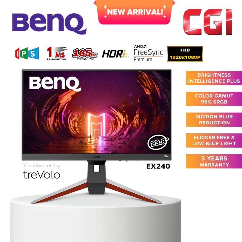 BenQ Mobiuz 23.8" IPS FHD HDRi 1ms 165Hz AMD Freesync Premium Trevolo Speaker Gaming Monitor