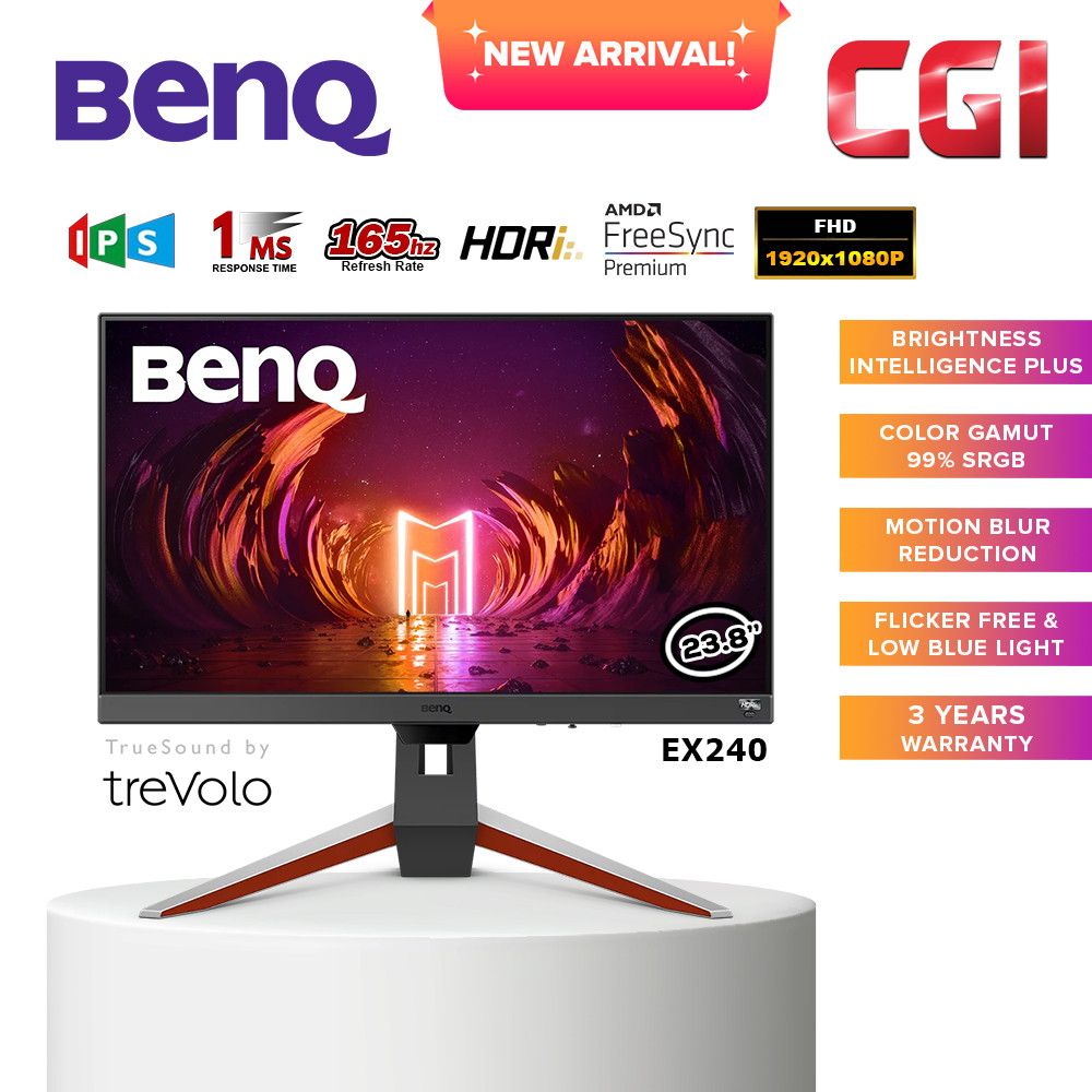 BenQ Mobiuz 23.8" IPS FHD HDRi 1ms 165Hz AMD Freesync Premium Trevolo Speaker Gaming Monitor