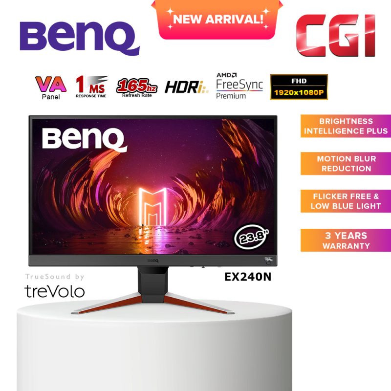 BenQ Mobiuz 23.8" EX240N VA FHD HDRi 1ms 165Hz AMD Freesync Premium Trevolo Speaker Gaming Monitor
