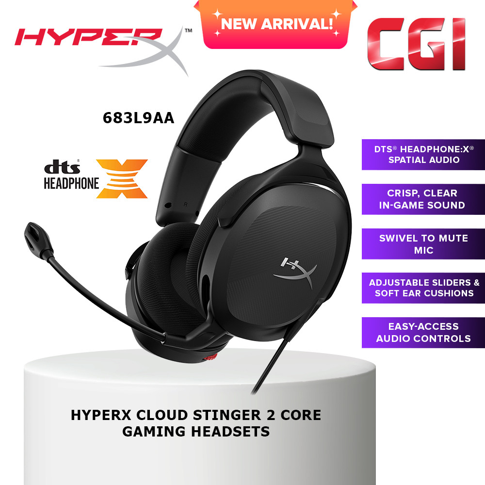 HyperX Cloud Stinger 2 Core Gaming Headset with DTX-S Headphone Spatial Audio -  683L9AA