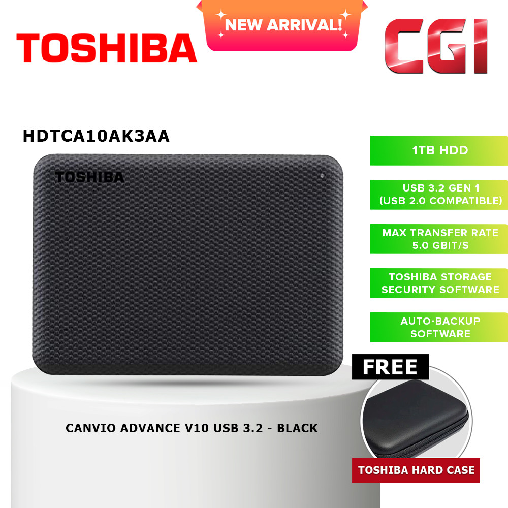 Toshiba 1TB HDTCA10AK3AA Canvio Advance V10 USB 3.0 Portable Hard Drive - Black