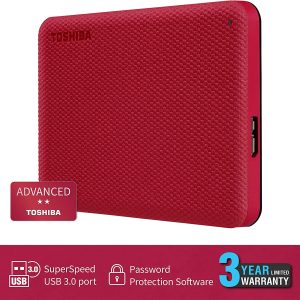 Toshiba 1TB HDTCA10AR3AA Canvio Advance V10 USB 3.0 Portable Hard Drive - Red