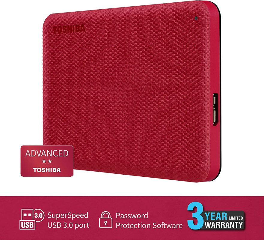 Toshiba 1TB HDTCA10AR3AA Canvio Advance V10 USB 3.0 Portable Hard Drive - Red