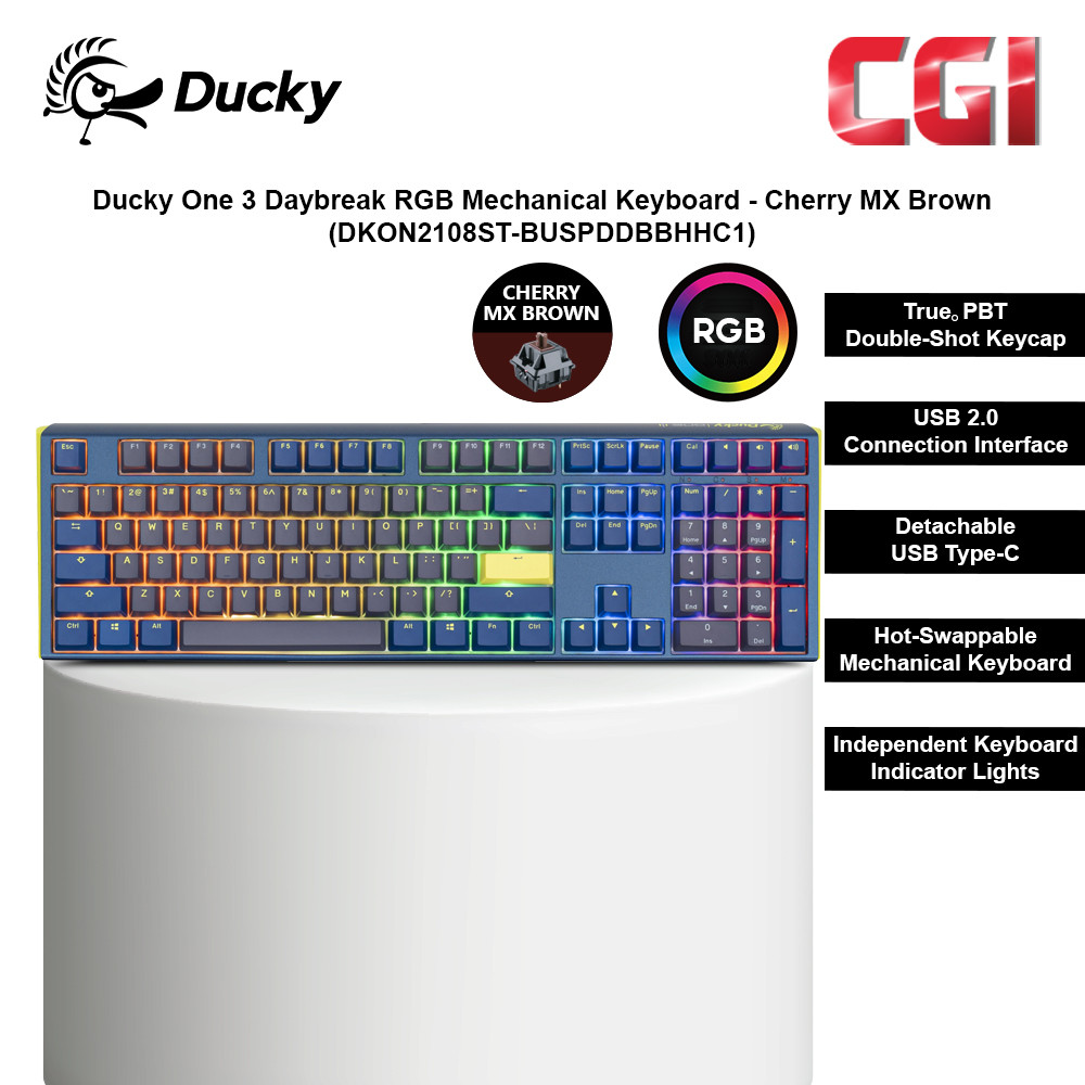 Ducky One 3 Daybreak RGB Mechanical Keyboard - Cherry MX Brown (DKON2108ST-BUSPDDBBHHC1)