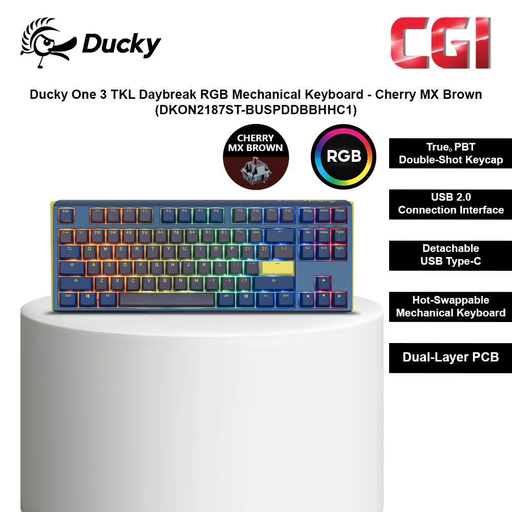 Ducky One 3 TKL Daybreak RGB Mechanical Keyboard - Cherry MX Brown (DKON2187ST-BUSPDDBBHHC1)