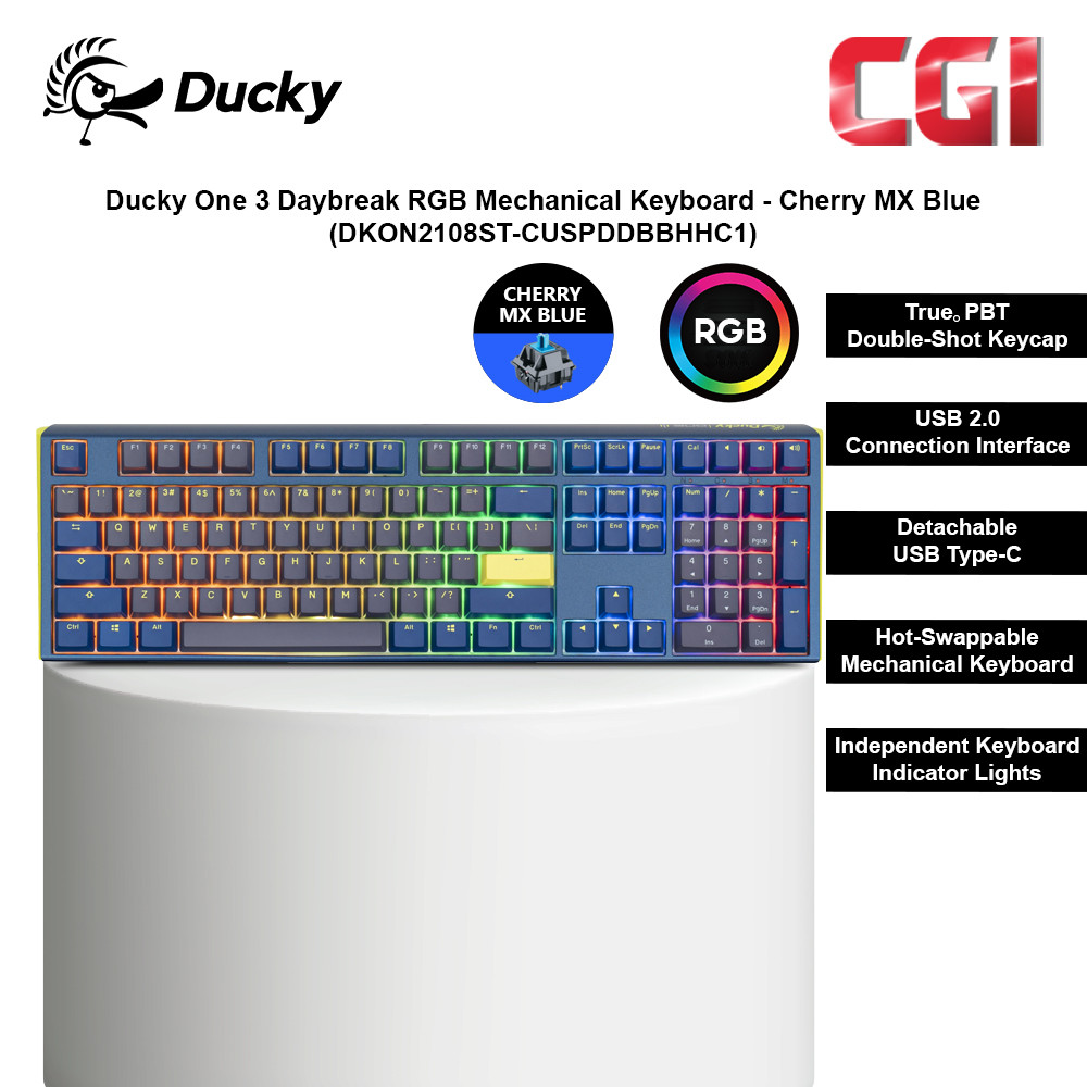 Ducky One 3 Daybreak RGB Mechanical Keyboard - Cherry MX Blue (DKON2108ST-BUSPDDBBHHC1)