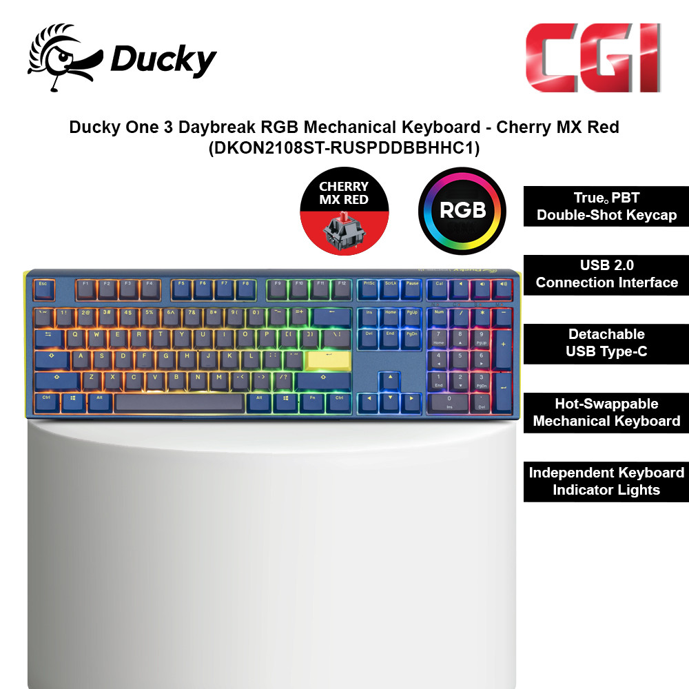 Ducky One 3 Daybreak RGB Mechanical Keyboard - Cherry MX Red (DKON2108ST-RUSPDDBBHHC1)