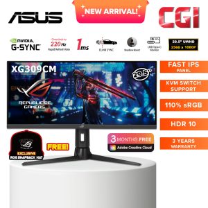 Asus 29.5" ROG Swift XG309CM Fast IPS HDR 220Hz 1ms GSync USB Type-C Tripod Socket Atop Aura Sync Gaming Monitor
